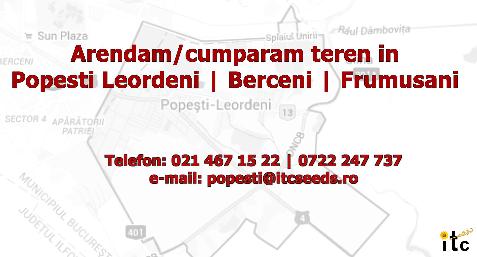 Arendam cumparam teren Popesti Leordeni, Berceni, Frumusani